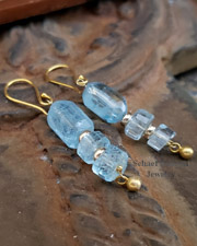 Schaef Designs Aquamarine & 18kt gold french wire earrings | New Mexico