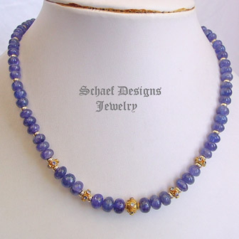 Schaef Designs Tanzanite & Solid 18kt Gold Necklace with Black Opal Clasp | Fine Jewelry | New Mexico | New Mexico