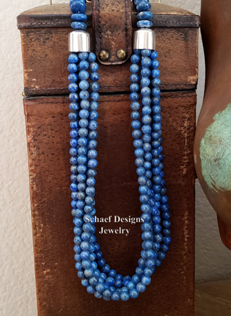 Schaef Designs Denim Lapis & Sterling Silver Short Multi Strand Southwestern Necklace | Southwestern Basics Collection | Arizona 