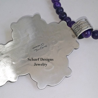 Don Lucas Artist Signed Sugilite & Sterling Silver Cross Pendant on Amethyst Necklace | Schaef Designs | Arizona 