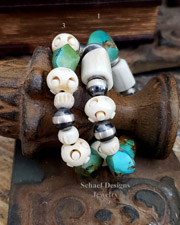 Schaef Designs Antler Turquoise Sterling Silver Stretch Stacking Bracelet | New Mexico