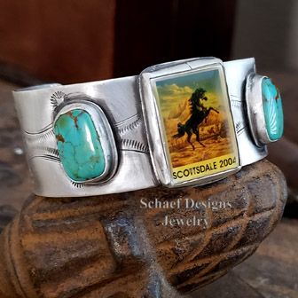 Schaef Designs Arabian Horseshow & Turquoise Cuff Bracelet | Arizona 