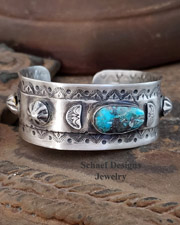 Schaef Designs Bisbee Turquoise Sterling Silver Southwestern Cuff Stacking Bracelet | Arizona