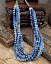Schaef Designs Blue Adventurine & Sterling Silver Multi StrandSouthwestern Necklace | Arizona 