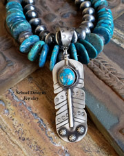 Schaef Designs Kingman Turquoise Navajo Pearl Coral Concho Charm Necklace | New Mexico