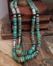  Schaef Designs Blue Green Turqouise & Sterling Silver Tube Bead Necklace Set | Arizona