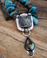 Schaef Designs Hubei Turquoise & Sterling Silver Southwestern Sheild Pendant ONE OF A KIND | Arizona 