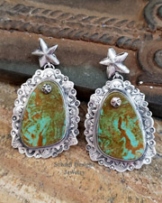 Schaef Designs Ceremonial Kingman Turquoise & Sterling Silver POST Earrings | Arizona