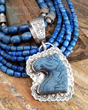 Schaef Designs Denim Lapis Horse & Sterling Silver Southwestern Pendant | Arizona