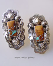 Schaef Designs Ribbon Turquoies & Feather Earrings | Schaef Designs Santa Fe Cross Collection | online Southwestern equine jewelry boutique gallery | Schaef Designs Southwestern Jewelry | New Mexico 