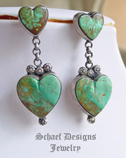  Gary G turquoise & sterling silver double heart post earrings | Vintage Collection | Native American Jewelry  | online upscale native american & southwestern jewelry boutique gallery| Schaef Designs Southwestern turquoise Jewelry | New Mexico 