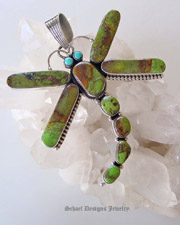  Dan Dodson Gaspeite & Sterling Silver Dragonfly Pendant | Native American Jewelry  | online upscale native american & southwestern jewelry boutique gallery| Schaef Designs Southwestern turquoise Jewelry |New Mexico 