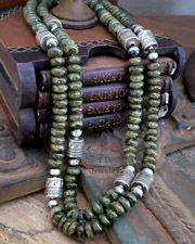 Schaef Designs green garnet & Sterling Silver Southwestern Basics Tube Bead Necklaces | New Mexico