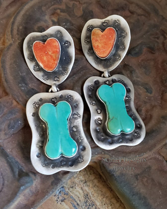 Schaef Designs Heart Dog Bone POST Earrings for Pet Lovers | Arizona