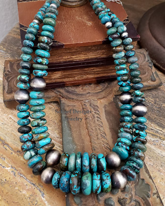 Schaef Designs Picture Large disk & sterling silver Navajo Pearls southwestern necklaces | Arizona