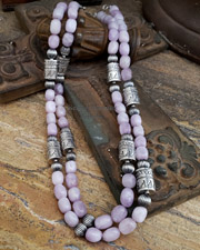 Schaef Designs Kunzite & Sterling Silver Tube Bead Necklaces | Arizona