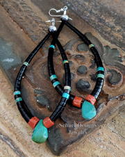 Schaef Designs Lignite Coral Turquoise Jacla Earrings | Arizona
