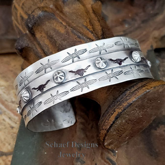 Schaef Designs Longhorn Barbed Wire sterling silver stacking bracelet | Arizona
