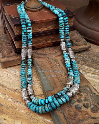 Schaef Designs Light Blue Hubei turquoise & sterling silver Southwestern basics tube bead Necklace | Arizona 