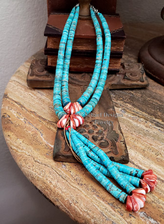 Lupe Lavato Turquoise Heishi & Spiny Oyster Jacla Necklace set  | Schaef Designs | Arizona  