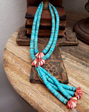Lupe Lovato Turquoise Heishi & Spiny Oyster Necklaces with Jaclas SET | Arizona