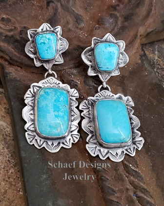 Schaef Designs Nacosari Turquoise & Sterling Silver Southwestern Post Earrings | Arizona