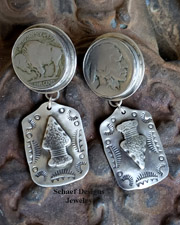 Schaef Designs Buffalo Nickel dog Tag POST Earrings | Arizona