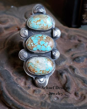 Schaef Designs Number 8 Turquoise & Sterling Silver 3 Stone Adjustable Southwestern Ring | Arizona
