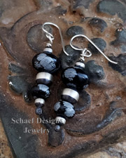 Schaef Designs Flower Obsidian & Sterling Silver Wire Earrings | Arizona