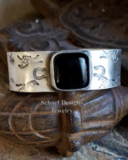 Schaef Designs Black Onyx & Sterling Silver Southwestern Painted Pony Cuff Bracelet | Arizona 