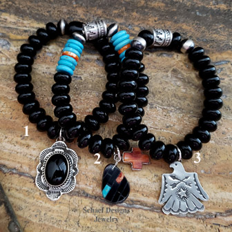  Schaef Designs black onyx, turquoise, spiny, sterling Silver Southwestern Stacking Bracelets | Arizona