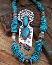  Schaef Designs Opal Turquoise Sterling Silver Southwestern Kachina Pendant | Arizona