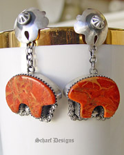  Rocki Gorman Apple sponge Coral Bear Fetish Earrings | upscale Turquoise & Native American Jewelry Gallery Boutique | Schaef Designs Southwestern & Equine Jewelry | New Mexico 
