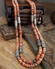 Schaef Designs Southwestern Basics Orange Spiny Oyster & Sterling Silver Necklace Set | Arizona