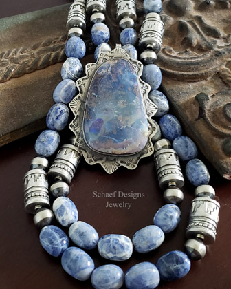 Schaef Designs Pastel Boulder Opal & Sterling silver Pendant | Arizona 