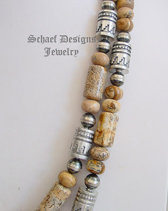 Schaef Designs Picture jasper & sterling silver Kiva tube bead southwestern necklaces | New Mexico