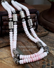 Pink Conch & Sterling Silver Tube Bead Necklace Set | Arizona