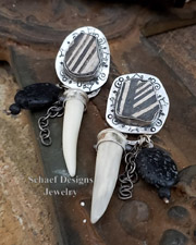 Schaef Designs Pottery Shard Lava Stone & Sterling Silver POST Earrings | Arizona