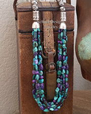  Schaef Designs Purple Turquoise Amethyst Turquoise & Sterling Silver Long Multi Strand Necklace | Arizona