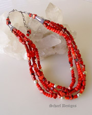 Beautiful Red Coral & Sterling Silver Necklace great for Rocki Gorman Pendants |Schaef Designs Jewelry | New Mexico 