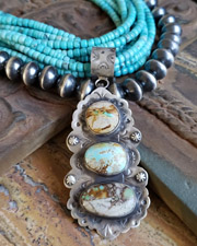 Schaef Designs Royston Boulder Ribbon Turquoise & Sterling Silver Southwestern Pendant | New Mexico