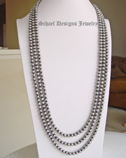  Schaef Designs 8mm navajo pearl oxidized sterling silver long necklaces |various lengths available | Vintage Collection | Native American Jewelry  | online upscale native american & southwestern jewelry boutique gallery| Schaef Designs Southwestern turquoise Jewelry | New Mexico 
