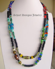  Schaef Designs vintage ethnic & trade bead collection long black onyx necklace | Vintage Collection  | online upscale native american & southwestern jewelry boutique gallery| Schaef Designs Southwestern turquoise Jewelry | New Mexico