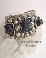  Schaef Designs Black Jet Carved frog & sterling silver cuff bracelet by Gary G | totem animal jewelry | Vintage Collection | Native American Jewelry  | online upscale native american & southwestern jewelry boutique gallery| Schaef Designs Southwestern turquoise Jewelry | New Mexico 