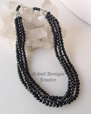  Schaef Designs 4 strand black onyx & sterling silver Southwestern necklace | great for Schaef Designs, Rocki Gorman, Gary G, Dan Dodson pendants | upscale online Native American Southwestern Equine Jewelry gallery boutique | Schaef Designs artisan hand-crafted jewelry | New Mexico