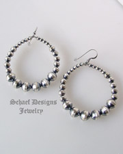  Schaef Designs large oxidized sterling silver bead navajo pearl hoop earrings | great for Schaef Designs, Rocki Gorman, Gary G, Dan Dodson pendants | upscale online Native American Southwestern Equine Jewelry gallery boutique | Schaef Designs artisan hand-crafted jewelry | New Mexico