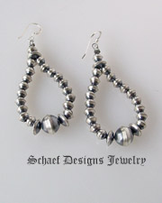  Schaef Designs oxidized sterling silver navajo pearls large loop earrings | Vintage Collection  | online upscale native american & southwestern jewelry boutique gallery| Schaef Designs Southwestern turquoise Jewelry | New Mexico