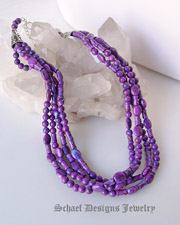  Schaef Designs 4 strand purple turquoise & sterling silver Southwestern necklace | great for Schaef Designs, Rocki Gorman, Gary G, Dan Dodson pendants | upscale online Native American Southwestern Equine Jewelry gallery boutique | Schaef Designs artisan hand-crafted jewelry | New Mexico