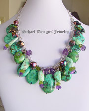 Schaef Designs turquoise, amethyst, peridot, tourmaline, smokey topaz, pyrite, pearl, necklace | Schaef Designs artisan handcrafted Southwestern, Native American & Equine Jewelry | Online upscale southwestern equine jewelry boutique gallery | New Mexico 