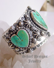  Gary G turquoise & sterling silver double heart post earrings | Vintage Collection | Native American Jewelry  | online upscale native american & southwestern jewelry boutique gallery| Schaef Designs Southwestern turquoise Jewelry | New Mexico 